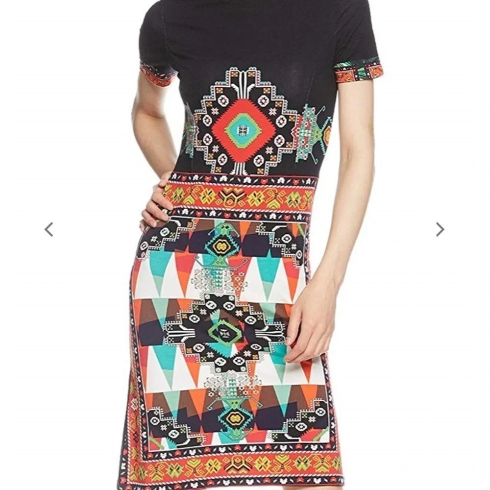 DESIGUAL Sz S Josephinne  Aztec Ethnic Jersey Knit Above the Knee Dress